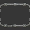 Ancient Stone Circular Fortress Wall Model With Detailed Towers And Archway Structure