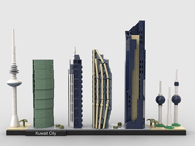 LEGO toy blocks city skyline kuwait complex 3d model