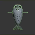 Cartoon Seal Character 3D Model With Heart Shaped Spots Big Eyes And Smiling Expression