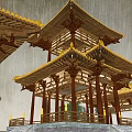 Tang-style double-decker pavilion 3d model