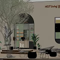 Modern Bakery Kitchen Area With Stainless Steel Ovens Wooden Counter And Displayed Pastries