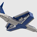 Blue and White Building Blocks Airplane Model With Detailed Wings Fuselage and Tail