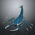 Artistic Detailed Blue Scorpion Metal Sculpture With Intricate Antennae And Sharp Claws Design