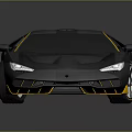 Black Sports Car With Yellow Accents Sleek Design And Large Rear Spoiler