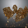 Organ and Hair Golden Complex Structure with Hollow Design Glossy Texture and Reflective Effect
