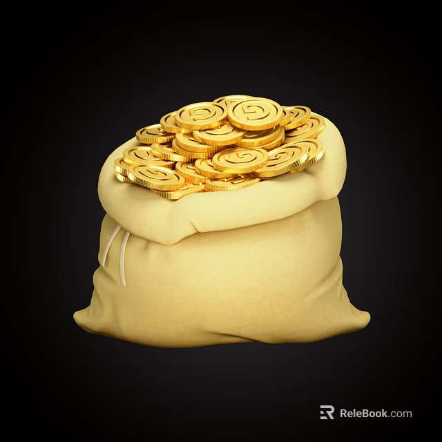 Luxurious Gold Jewelry Pieces Stored In Elegant Satin Pouch With Shiny Details 3d model 