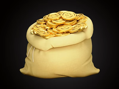 Luxurious Gold Jewelry Pieces Stored In Elegant Satin Pouch With Shiny Details 3d model