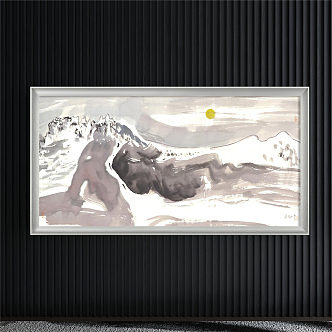 New Chinese Landscape Painting Black and White Living Room Water Jiangnan Decoration Painting 3d model