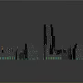 Decorative Lights Illuminating Detailed City Model With Various Buildings And Structures