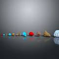 Wood And Stone Material Samples With Various Colors And Shapes Displayed In Row