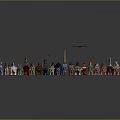 Colorful Dinosaur Models in Various Colors Arranged Together on Gray Background