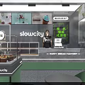 Slowcity Puffy Bread Factory Dessert Shop With Display Case Counter Wall Posters And Green Plants
