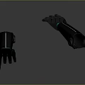 Black Bionic Arms For Human With Blue Light Accents And Reflective Background Design 3d model