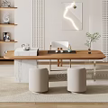 Cream Style Large Board Table Tea Table and Chair Combination Tea Table Tea Table Tea Room Tea Table Balcony Tea Table 3d model