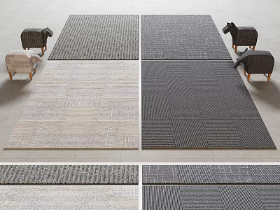 Modern Square Rugs With Textured Patterns And Neutral Colors For Home Interior Decor 3d model