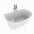 Modern Freestanding Bathtub With Sleek White Design And Black Faucet In Minimalist Style