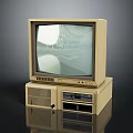 Vintage Retro Desktop Computer With CRT Monitor And Classic Beige Casing