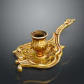 Artistic Golden Candlestick Sculpture Carving With Intricate Decorative Patterns Design
