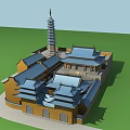 Ancient Chinese Architecture With Traditional Pagoda Overhanging Eaves And Tile Roofs Courtyard Design