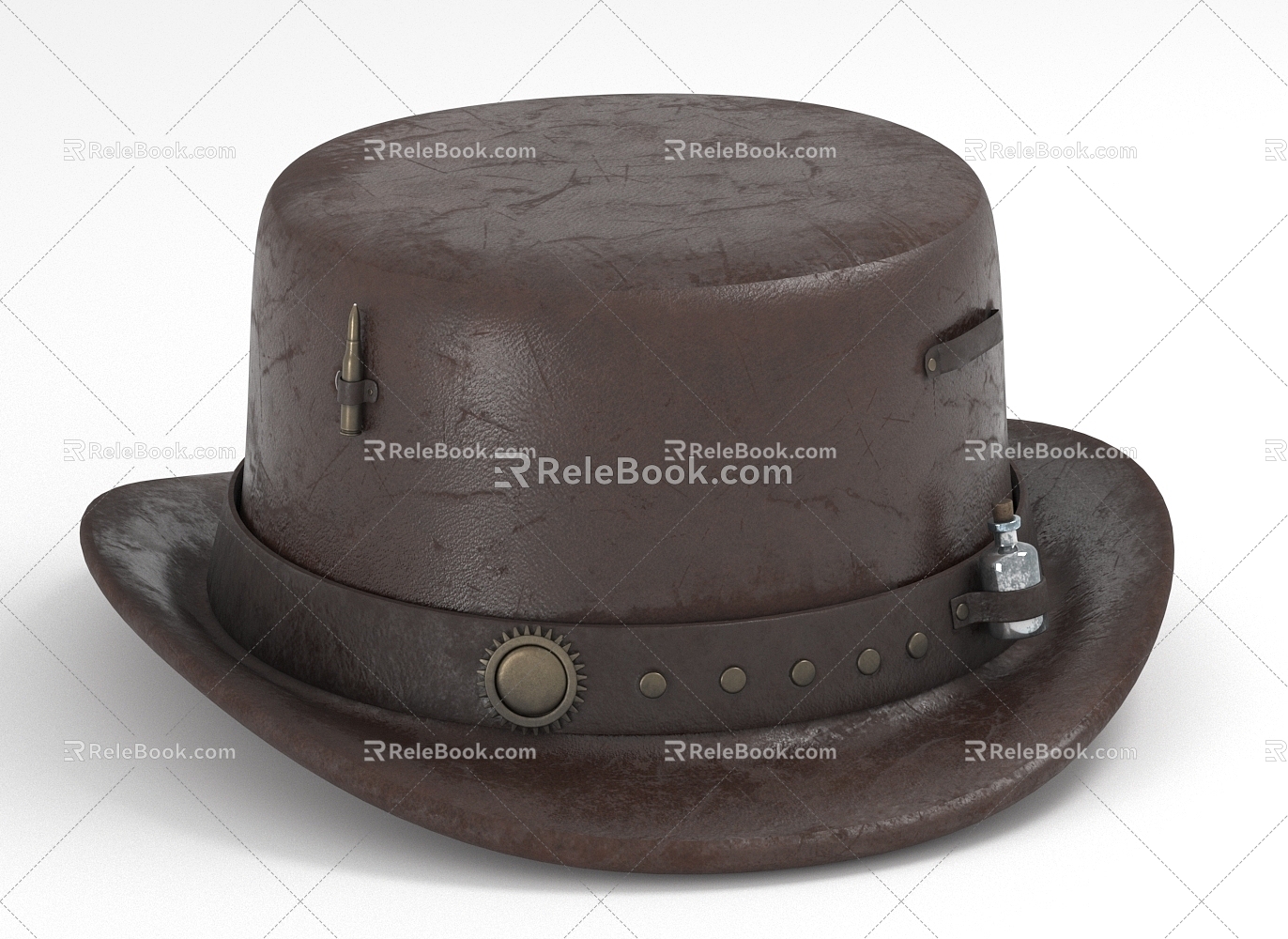 cowboy hat retro hat cowhide hat 3d model