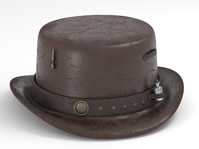 cowboy hat retro hat cowhide hat 3d model