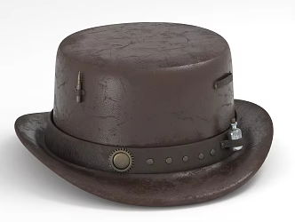 cowboy hat retro hat cowhide hat 3d model