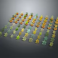Cartoon Scene Featuring Colorful Potted Plants Arranged In Various Patterns 3d model