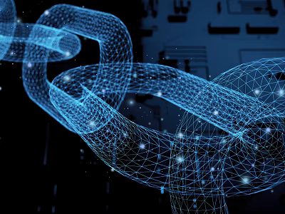 Digital Mobile Network with Chain Structure Lines Nodes on Tech Device Background 3d model