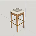 Modern Bar Stool With White Upholstered Seat And Wooden Legs For Home Bar