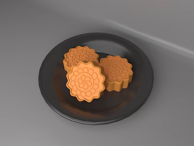 Moon Cake Mid-Autumn Festival Gift Food Dessert Pastry Holiday Celebration Cartoon 3d model