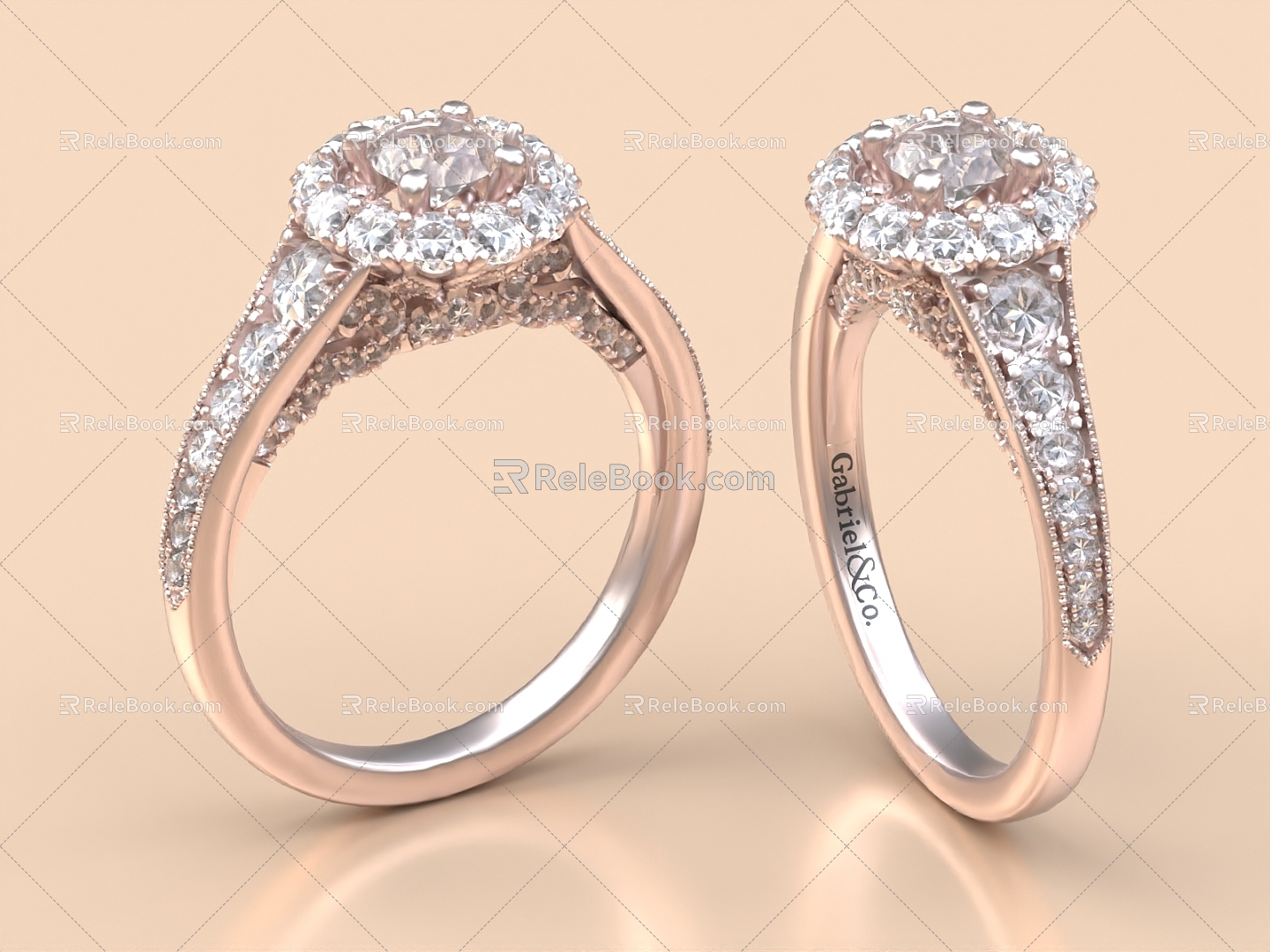 Diamond Ring Platinum Ring Jewelry Ornaments 3d model