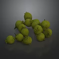 Green Plant Fruits With Small Bumpy Surface Clustered On Dark Background