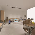 Bright Spacious Modern Rehabilitation Room With Wheelchairs Beds And Tables