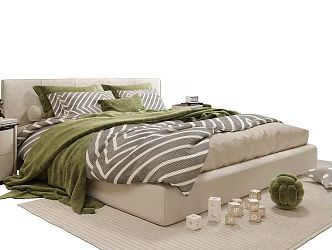 Modern Double Bedside Cabinet 3d model