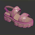 Light Pink Platform Sandals With Two Strap Design And Thick Block Sole 3d model