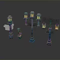 Vintage Blue Street Lamp Furniture Models With Multiple Lanterns And Designs