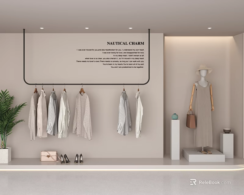 Nautical Dream Clothing Store Light Colored Apparel Mannequin Display And Accessories 3d model 