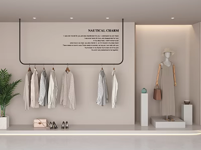 Nautical Dream Clothing Store Light Colored Apparel Mannequin Display And Accessories 3d model
