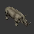 Highly Detailed 3D Rhinoceros Model With Realistic Texture And Gray Background