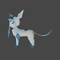 Stylish Blue White Game Character With Large Ears And Tail Design