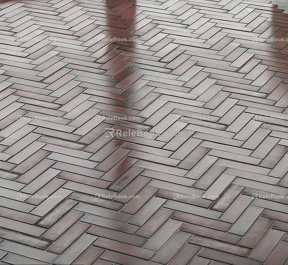 Realistic herringbone tiles model