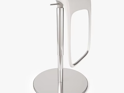 Modern White Bar Stool With Sleek Metal Frame And Round Base Design 3d model