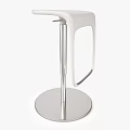Modern White Bar Stool With Sleek Metal Frame And Round Base Design 3d model