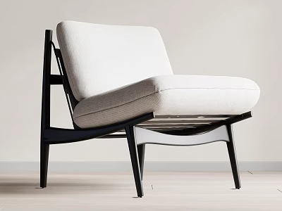 Stylish Modern Accent Chair With Light Upholstery And Dark Wooden Frame 3d model