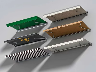 Various Colorful Awning Styles with Different Patterns and Designs for Outdoor Use 3d model