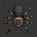 Black and Orange 3D Spider Model with Geometric Design and Yellow Accents