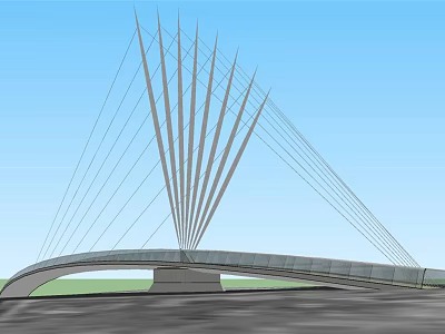 Modern Cable Stayed Bridge Design With Tall Spires And Steel Cables 3d model