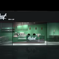 Modern Beleaf Cafe Interior With Green Walls Bar Counter And Tables