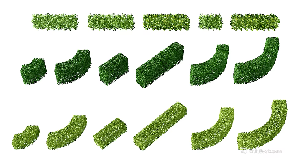 Various Shaped Garden Bushes For Landscape Decoration And Design Use 3d model 