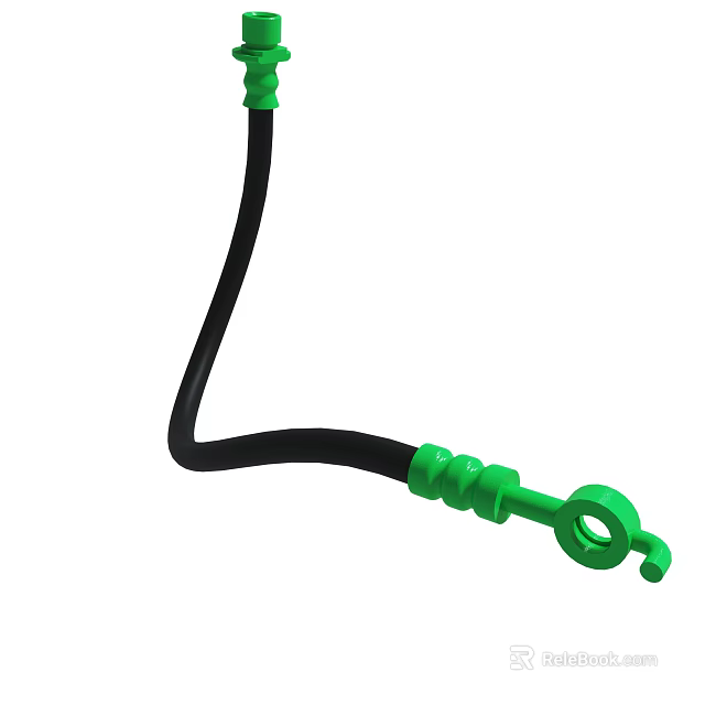 Green and Black Flexible Tool with Loop End and Curved Tubular Structure 3d model